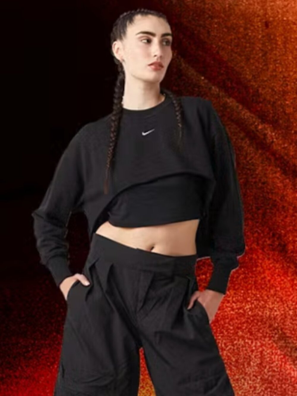 Nike French Terry Cropped Crewneck Sweatshirt